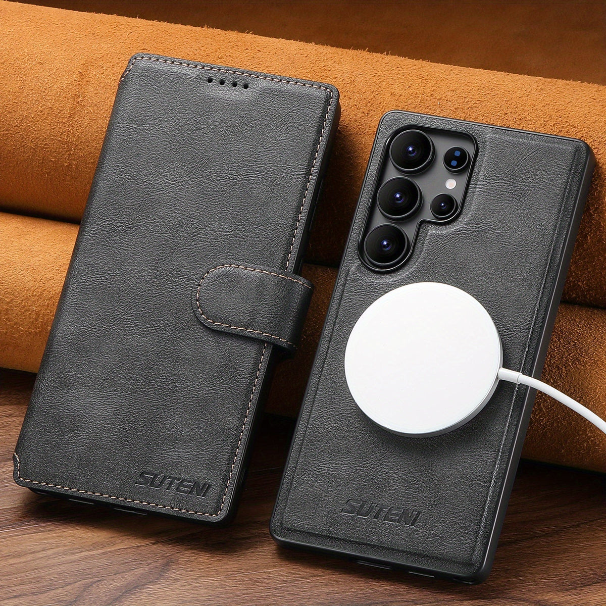 SnapVault Wallet Magnetic Detachable Leather Case