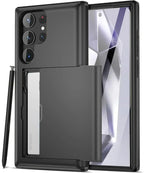 Slim Dual-Layer Heavy Protective Wallet Case with Hidden Card Slot for Samsung Galaxy S