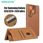 Leather S24 Ultra Case with Card Slot & Camera Protection - Odin case