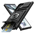 Magnetic Rotated Ring Kickstand Wallet Case for Samsung Galaxy S