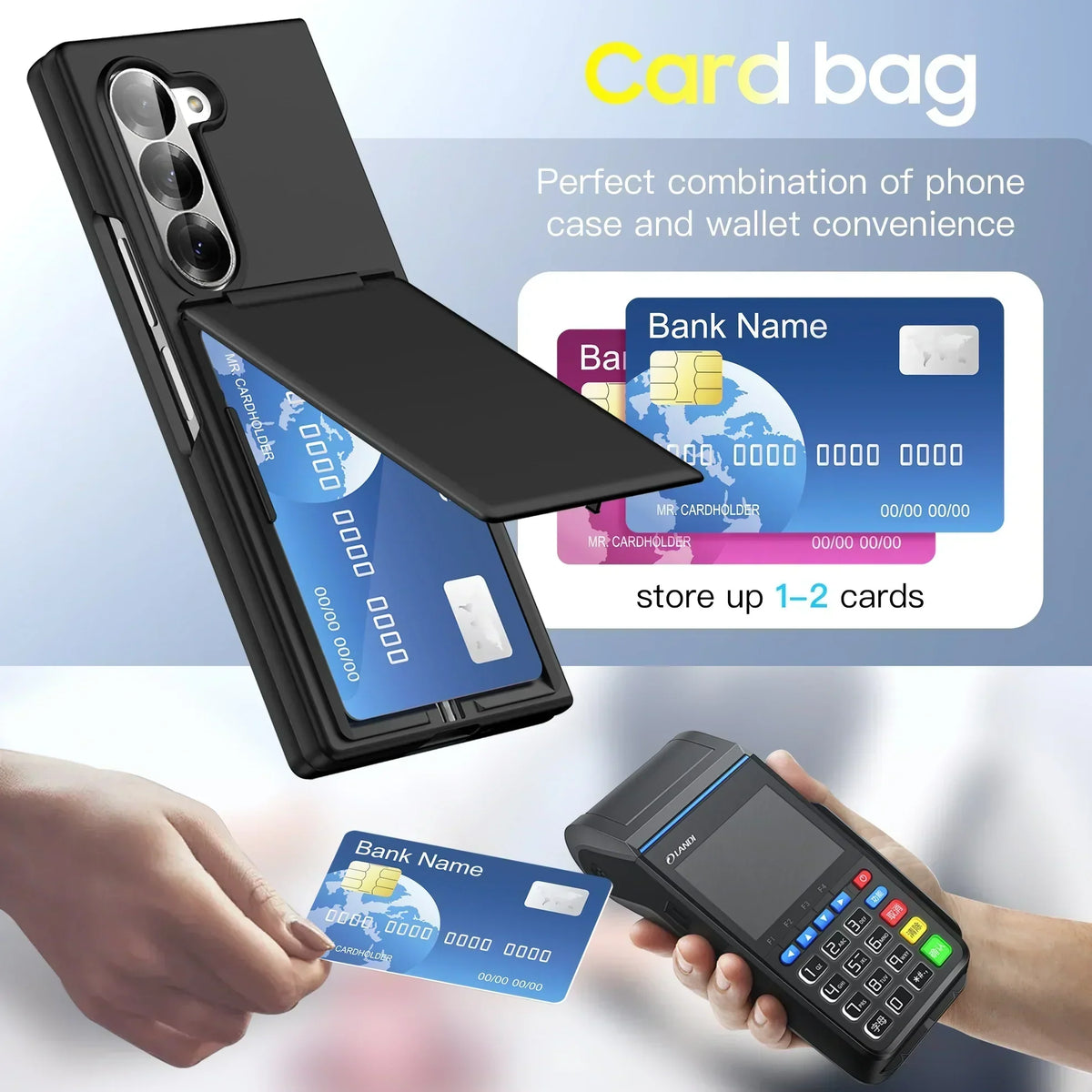 FlexView Clear – Transparent Card Holder Case with Stand for Z Fold