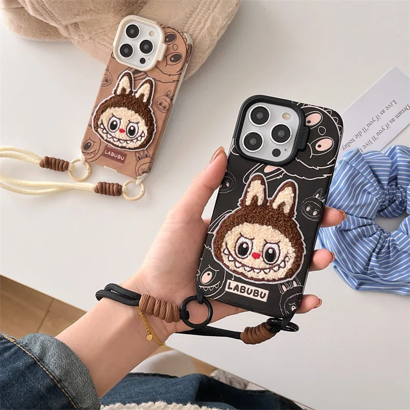 Labubu CozyFall™ Leather Case – iPhone 13–16 Series