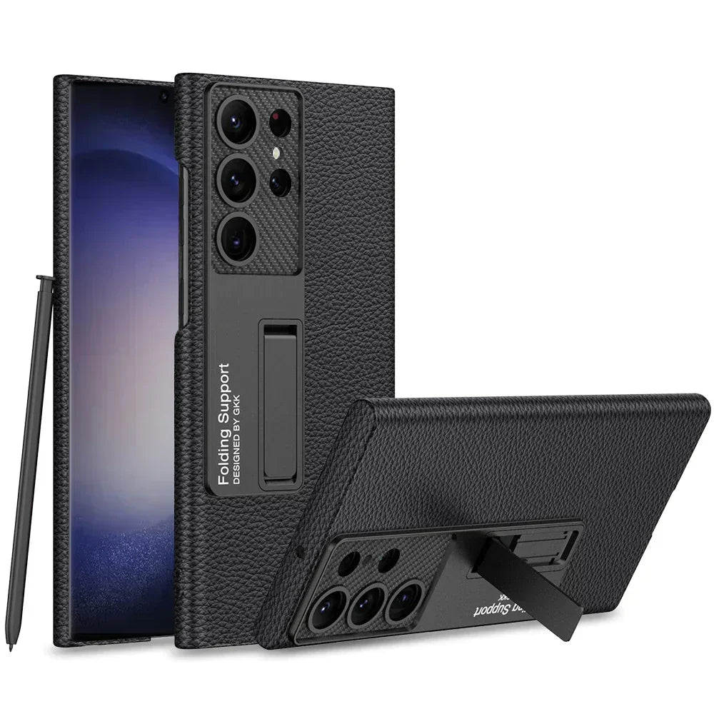 Ultra Thin Leather S24 Ultra Case with Bracket - Odin case