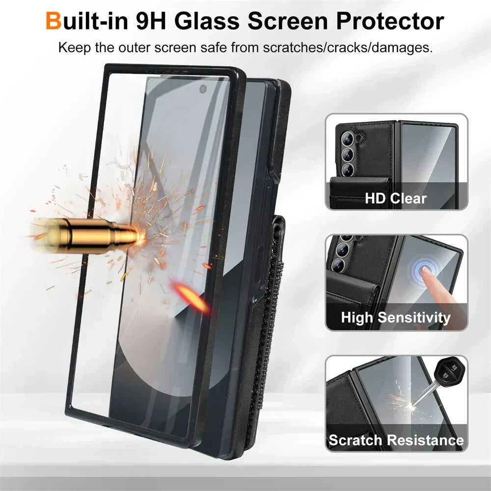 FoldLux Wallet – Leather Folio Case with Built-in Screen Protector for Z Fold Series
