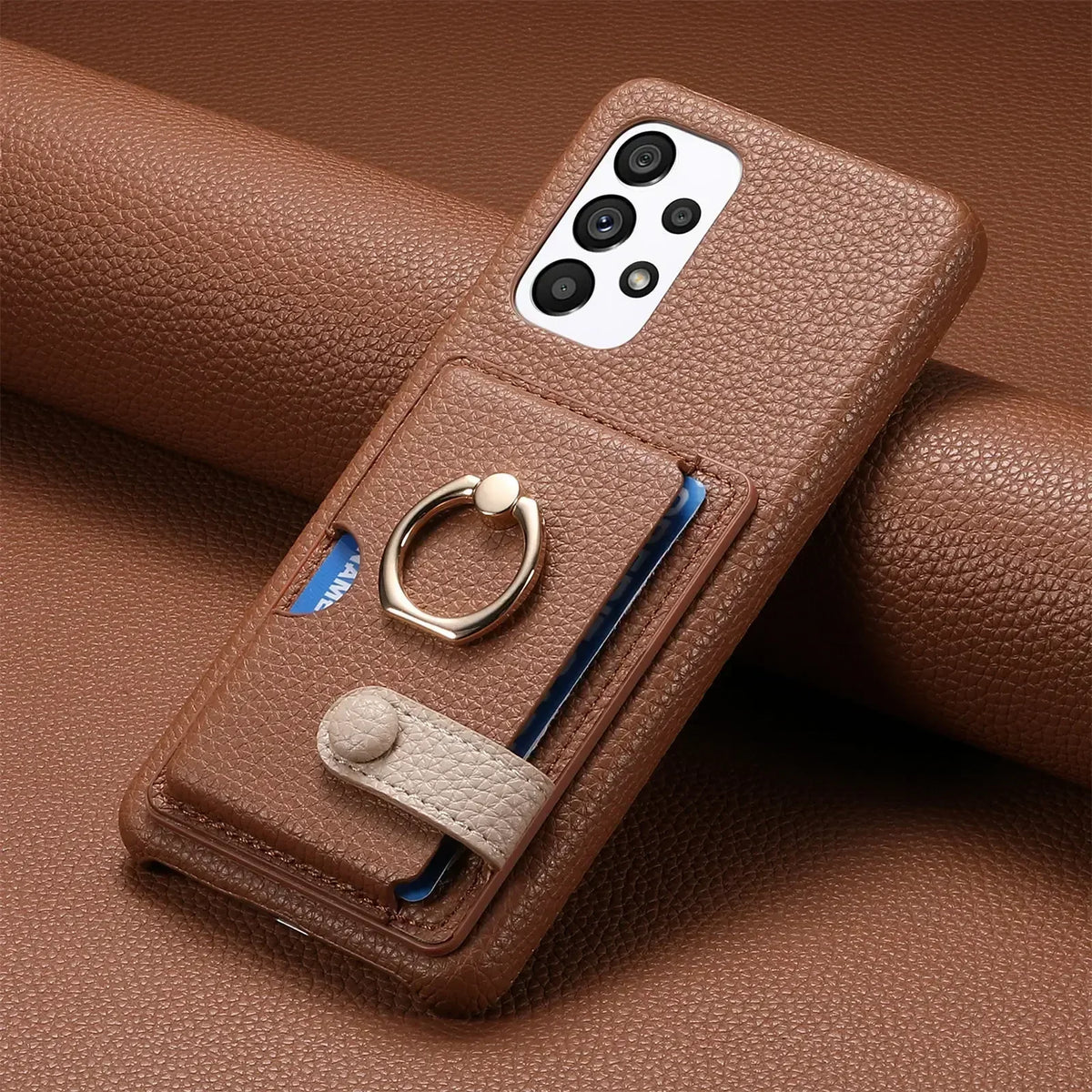 Wallet Leather Ring Holder Case for Samsung Galaxy S