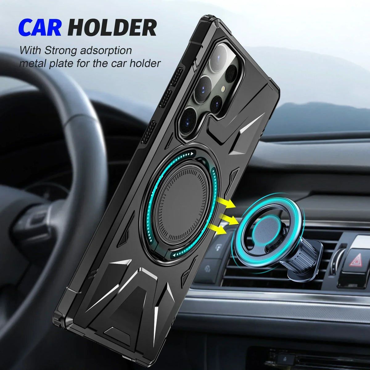 Shockproof Magnetic S24 Ultra Case With Ring Bracket - Odin case