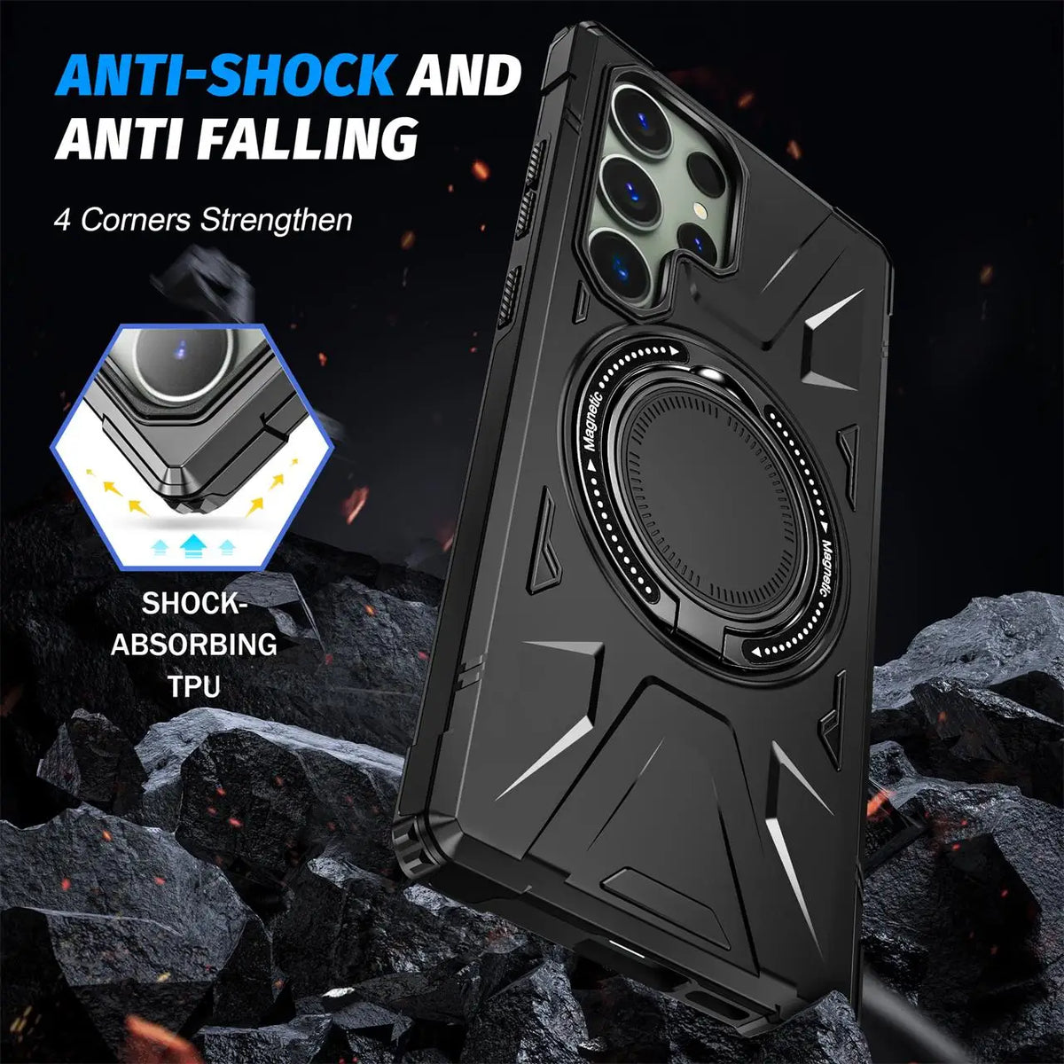 Shockproof Magnetic S24 Ultra Case With Ring Bracket - Odin case
