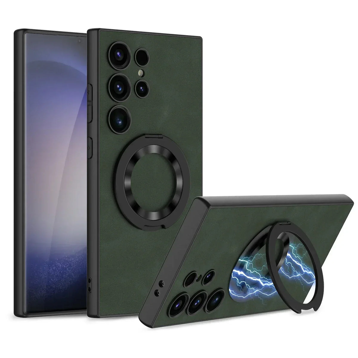 Leather Magnetic S24 Ultra Case with Bracket - Odin case