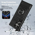 Magnetic Rotated Ring Kickstand Wallet Case for Samsung Galaxy S