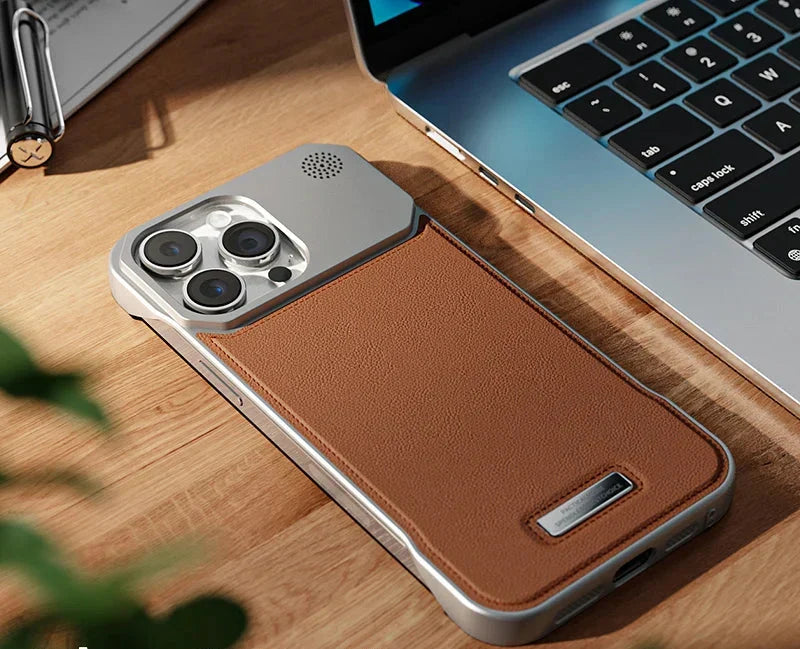 Leather Aromatherapy Magnetic Charging Ring Phone Case for iPhone