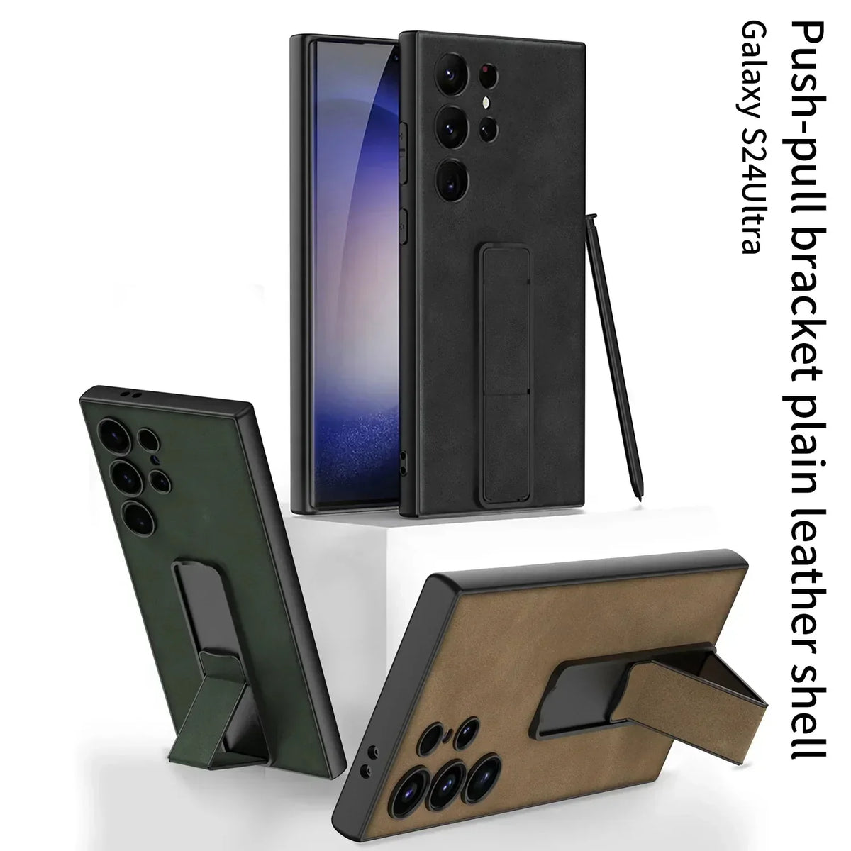 Shockproof Leather S24 Ultra Case with Folding Bracket - Odin case
