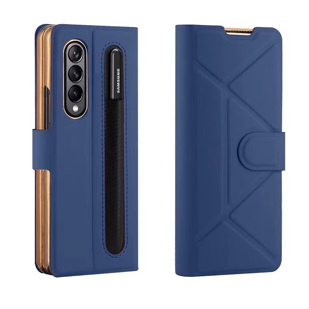 Leather Flip Stand S Pen Holder Slot Case For Samsung Galaxy Z Fold 4 - casetiphone