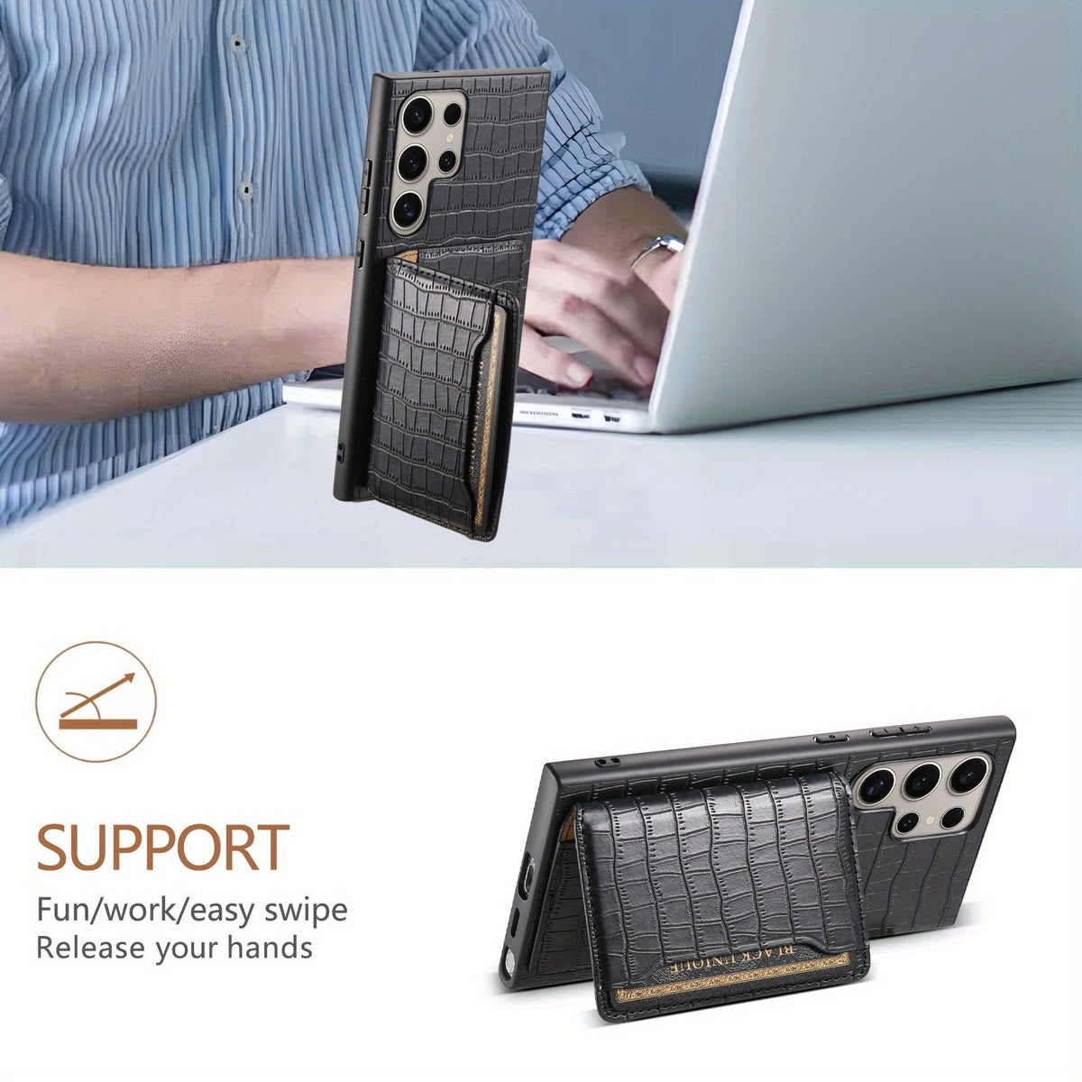 CrocElite Pro – Crocodile Texture Card Holder Case for Galaxy S Ultra Series