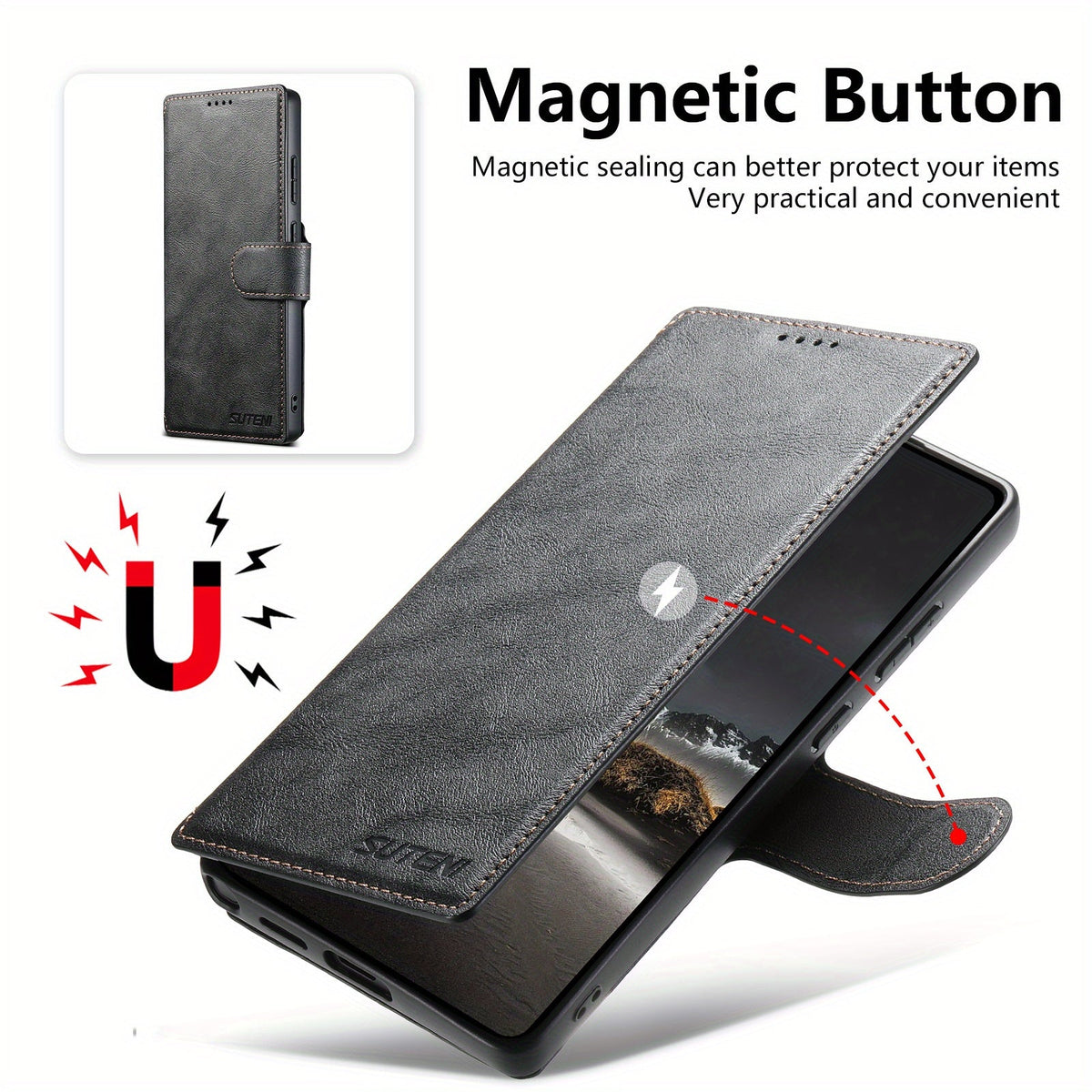 SnapVault Wallet Magnetic Detachable Leather Case